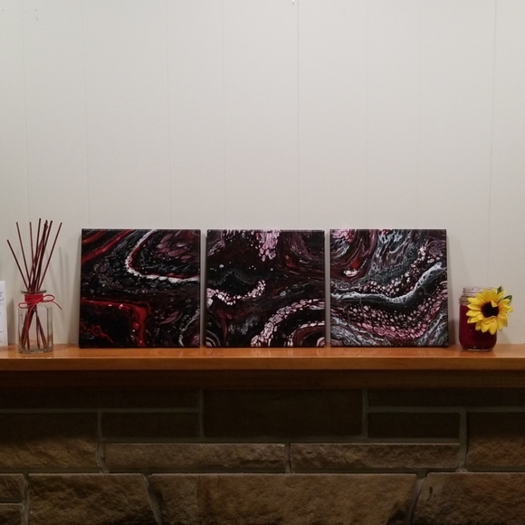 10"x10" (set of 3) Handmade Paint Pour - Picture 1 of 8